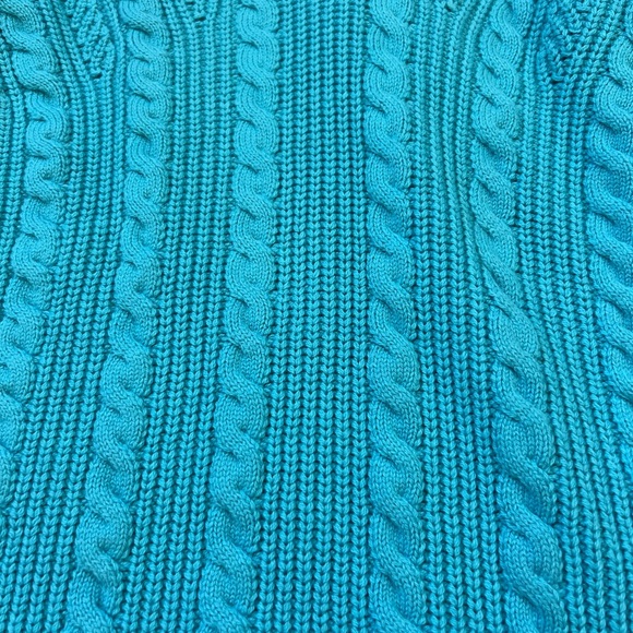 Talbots Turquoise Blue Cable Knot Full Sleeve Sweater/pull Over In Size M - Picture 2 of 6